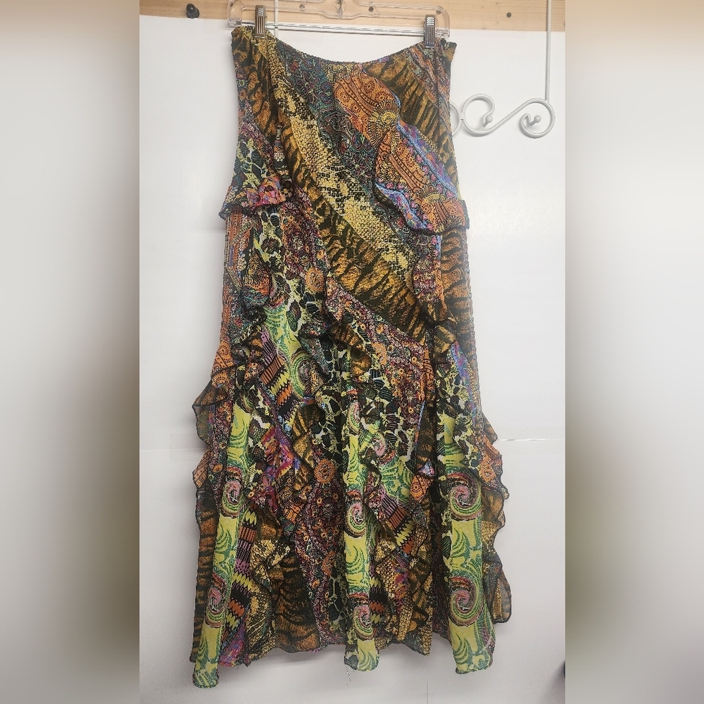 Tunique Colorful Bohemian Maxi Skirt Sz M Hippie Free Spirited Noticable Cute